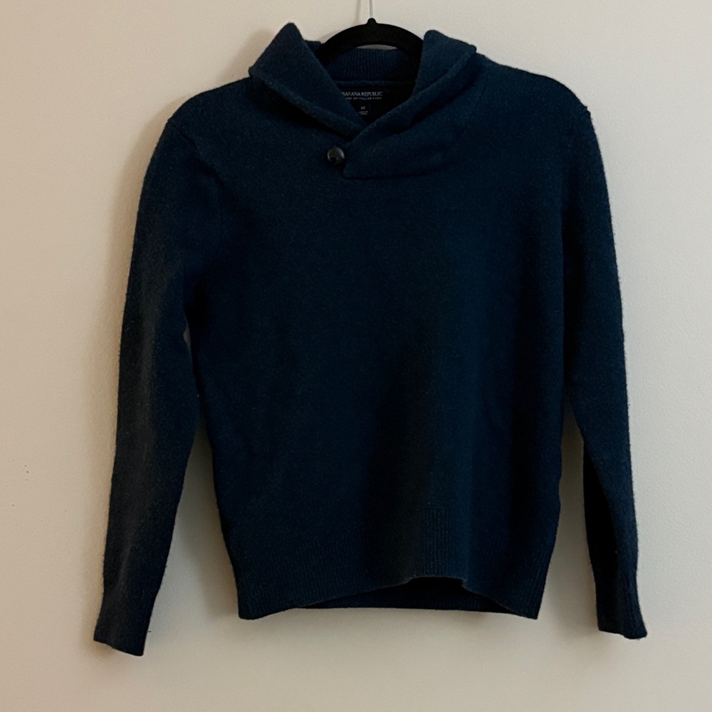 Banana Republic 100% Merino Wool Dark Blue Turtleneck Sweater Medium